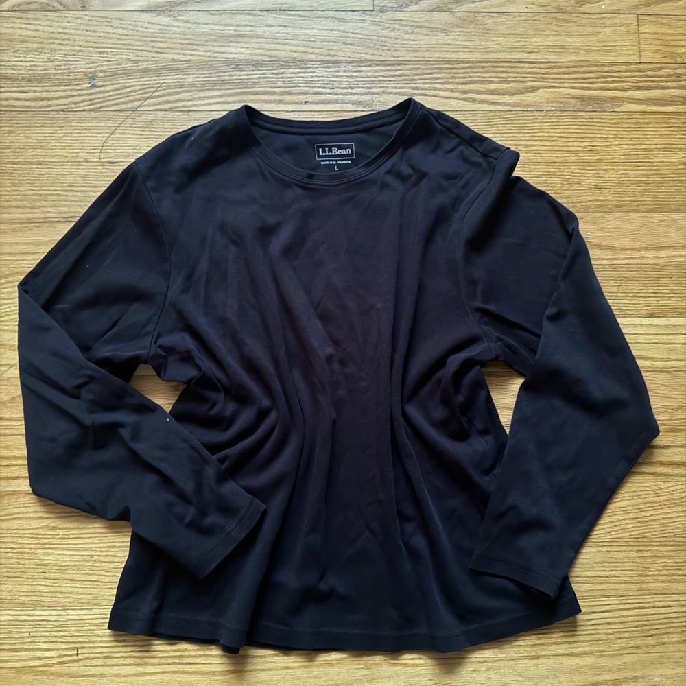 L.L. Bean Midnight Black Crew Neck Top